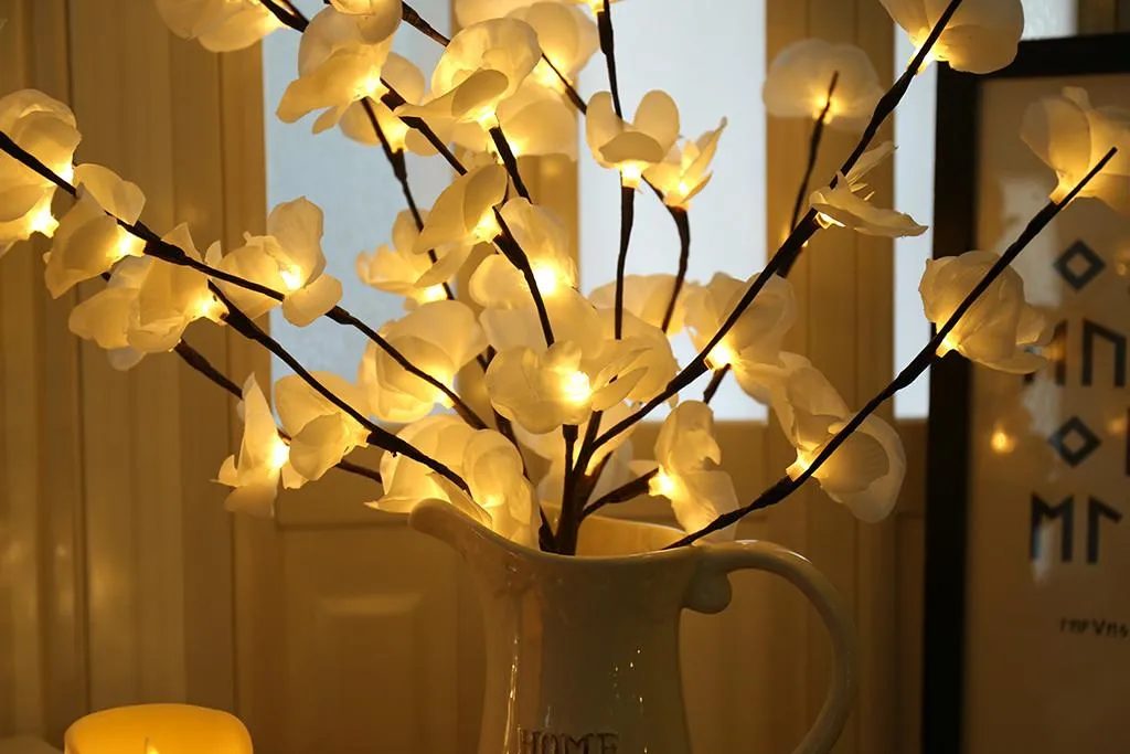 Phalaenopsis branche d'arbre lumière florale lumières maison fête de noël jardin décor Led ampoule maison décorative fausses fleurs # srn