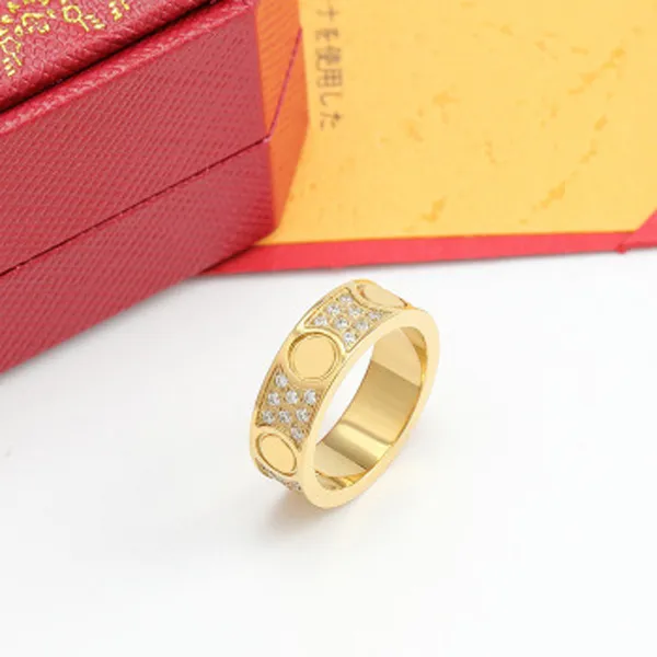 316 Titanium Steel Silver Gold Stones Full Shine Love Ring Men and Women Rose Gold Ring For Boven