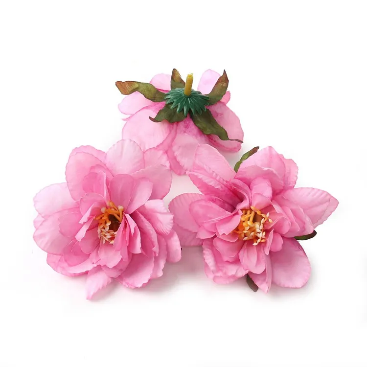 2021 Silkduk Imitation Blommor 7cmdiy Monteringshuvud Bröllop Fake Flower Ring Straw Hat Tillbehör