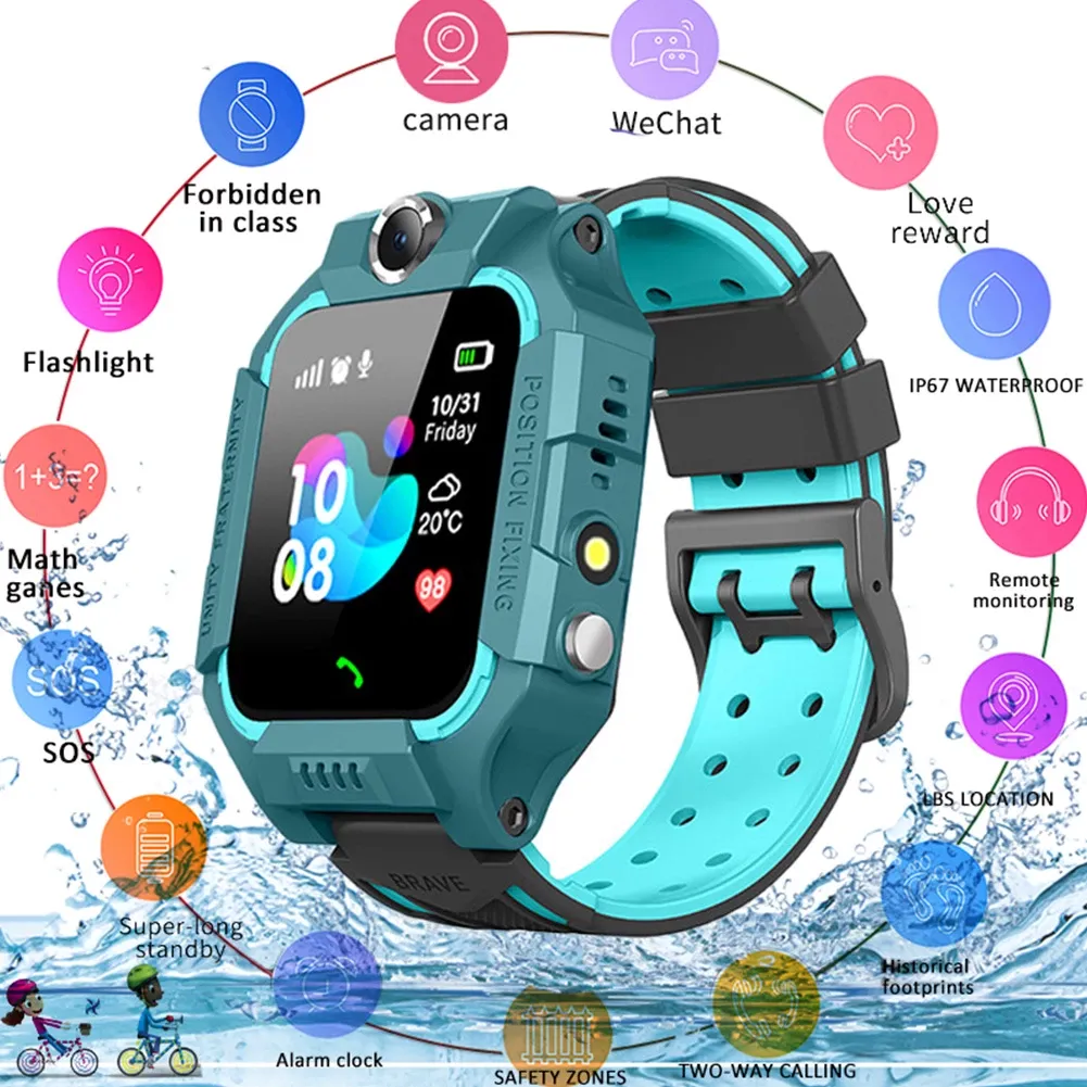 2021 Kids Smart Watch voor SOS Call Phone Watch SmartWatch Gebruik Sim Card Foto Waterdicht IP67 Kids cadeau voor iOS Android6722815