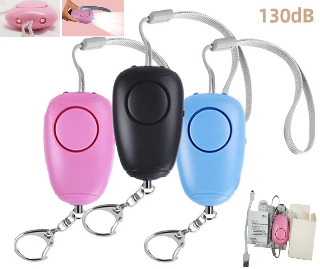 أدى ضوء المفاتيح إنذار للنساء Siren أغنية Safesound Keychain مع صفارات الإنذار Siren USB قابلة للشحن