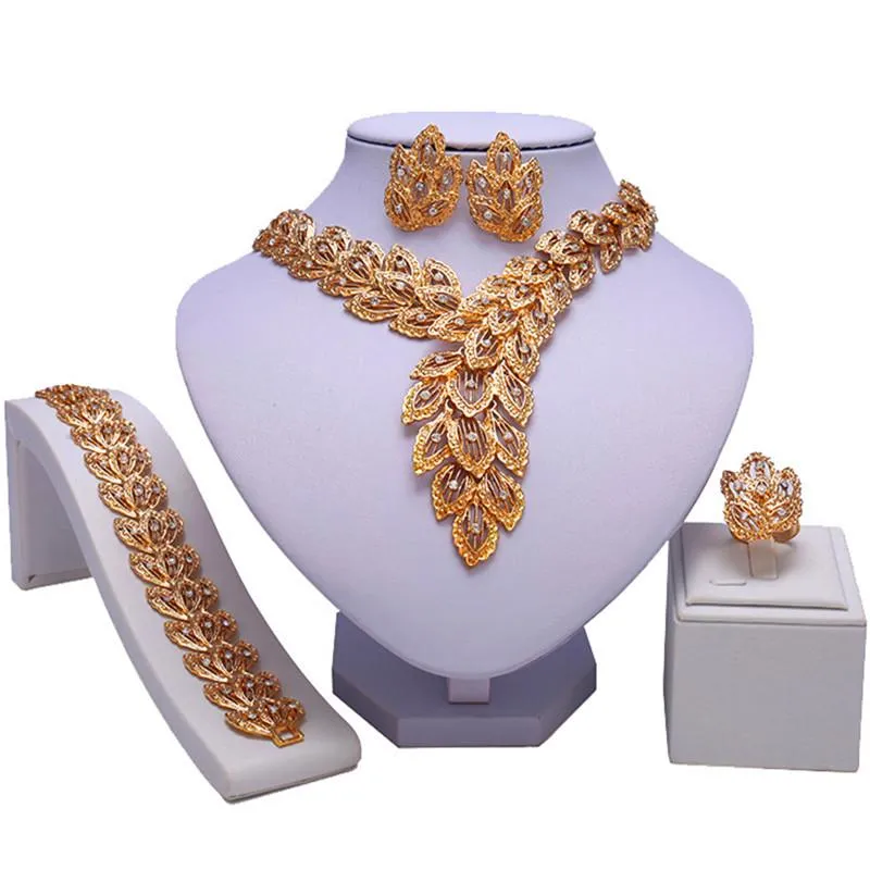 Kolczyki Naszyjnik Zuodi Dubai Gold Designer Biżuteria Zestaw Nigeryjczyków Kobiety Wedding Bridal Accessorize Moda Afryki Koraliki