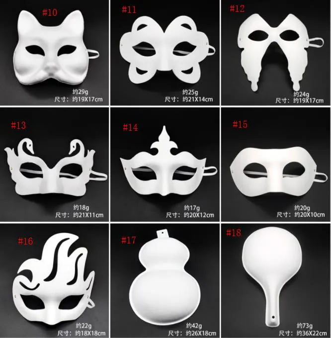 DIY White Mask Paper Full Face Opera Masquerade Mask Plain Mask Halloween  Mask Mardi Gras Mask