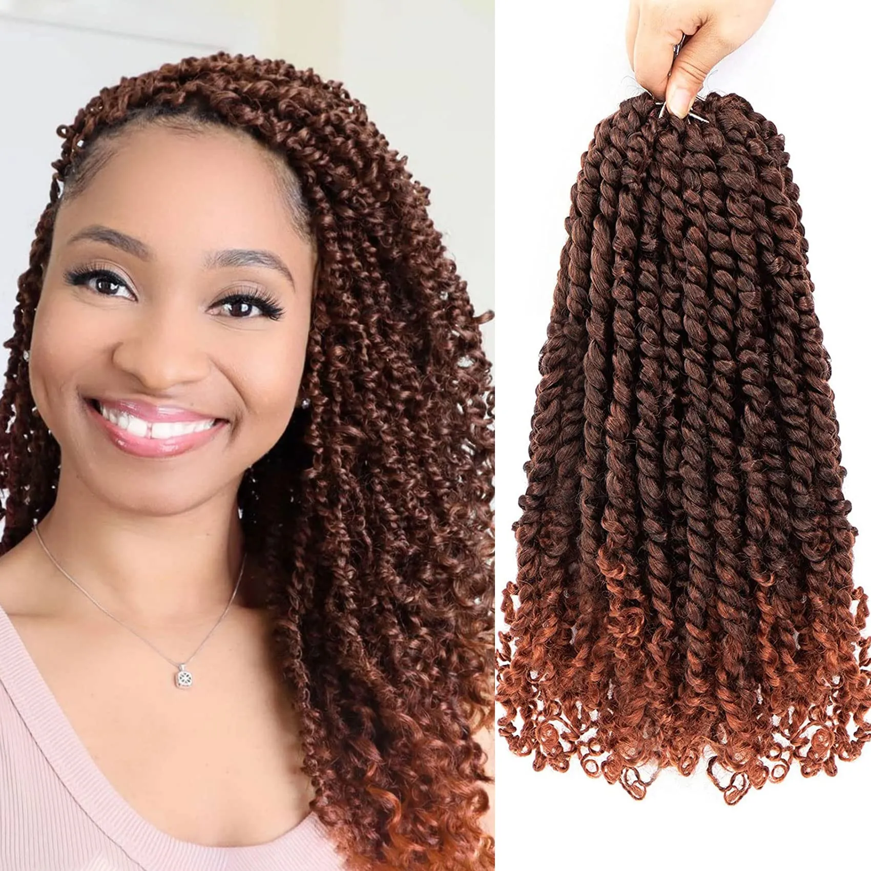 Passion Twist Hair 24 Inch Water Wave Senegalese Twist Crochet flätning Hår 100g/PCS Syntetiska flätor Goddess Locs Long Bohemian Locs Hair LS01