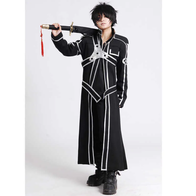 Anime Kirigaya Kazuto Cosplay Costumes Sword Art Online Kirito Shoes Alicization Wigs Boots Uniform Set Adult Unisex00 (4)