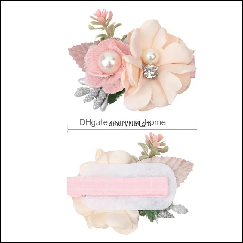 2021 Fashion Newborn Silk Flower Hair Clips Fabric Hair Flowers For Kids Girls Birthday party xmas DIY Headwear Accessories