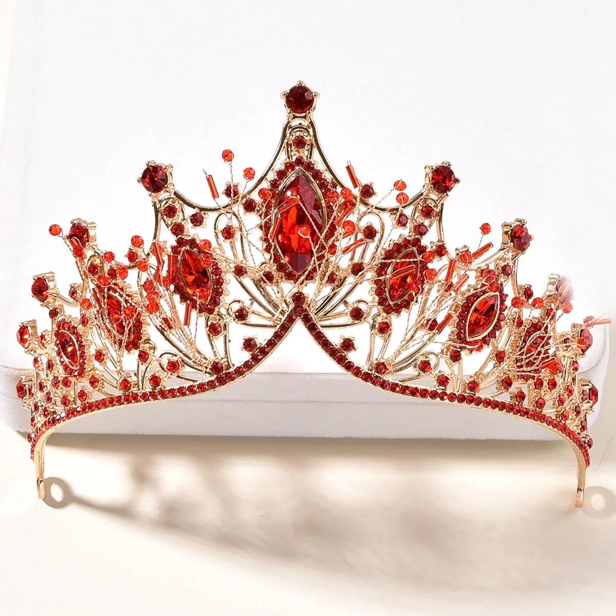 Perline di cristallo rosso fatto a mano vintage barocco Diademi nuziali Corone di strass Diadema Fasce per capelli Gioielli per capelli da sposa per feste