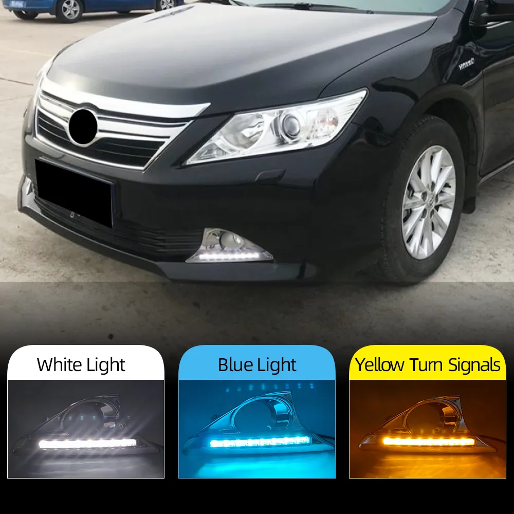 Toyota Camry 2012 için 1 Takım 2013 2014 Krom Kapak Ile Araba LED DRL Gündüz Çalışan Işık Sis Lambası Dönüş Sinyali