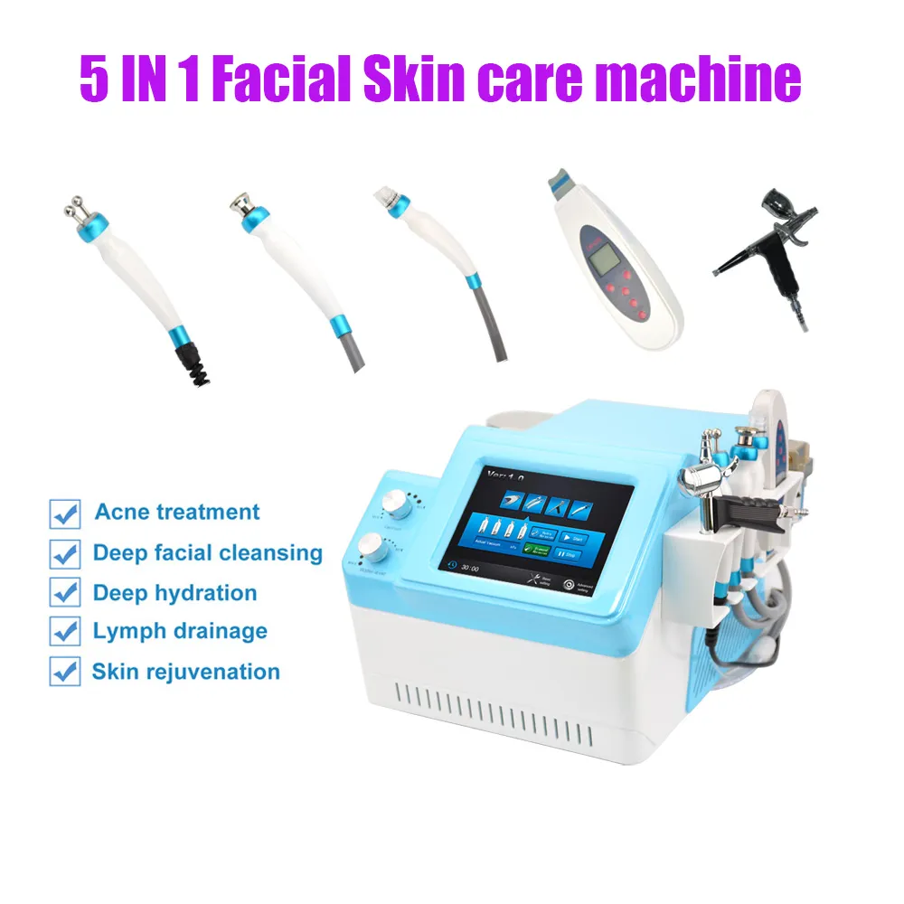 Oxygen Salong Skönhetsutrustning Portabel Dermabrasion Microdermabrasion Spa Facial Care Machine 5 i 1