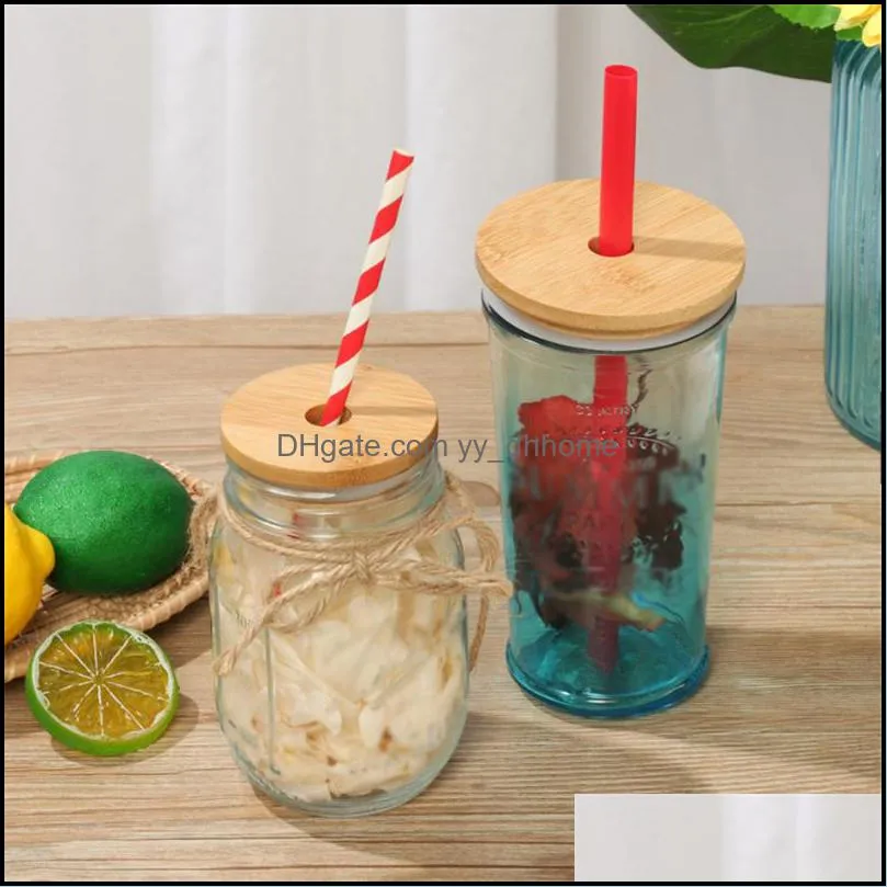 Kitchen Bamboo Mason Jar Lids with Straw Hole and Silicone Seal Reusable Caps for Wide Mouth Can Bottle 70mm 86mm XBJK2111