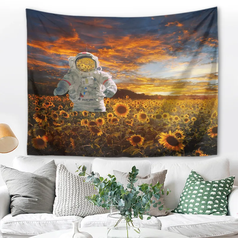 150x200cm Polyester Sunflowers Imprimer Tapestries Accueil Salon Chambre à coucher Etudier Mur de mur Décoratif Tapisserie Tapisterie Rectangle