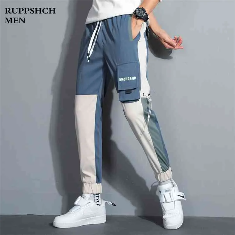 Hommes Spring and Summer Trend Casual Marque Nine Point Pantalons All-Match Pantalons multi-poches Élastique 210715