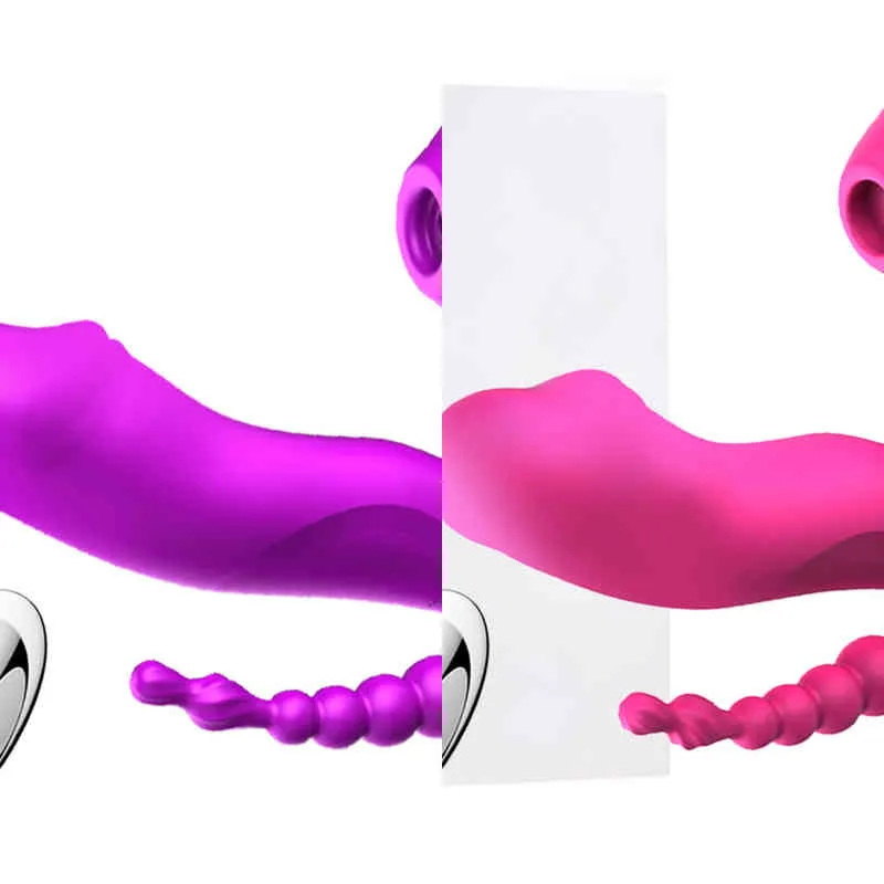 NXY Vibratori Indossabile Succhiare Dildo Vibratore 3 in 1 g Spot Clitoride Stimolatore Orgasmo Anale Massaggiatore Viginale Macchina Giocattoli adulti del sesso per le donne 0104