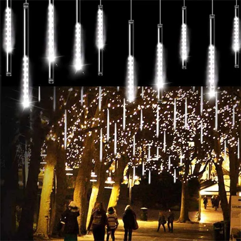 30cm/50cm LED Meteor Shower Garland Holiday Strip Light Outdoor Waterproof Fairy Lights For Garden Street Christmas Decoration 211122