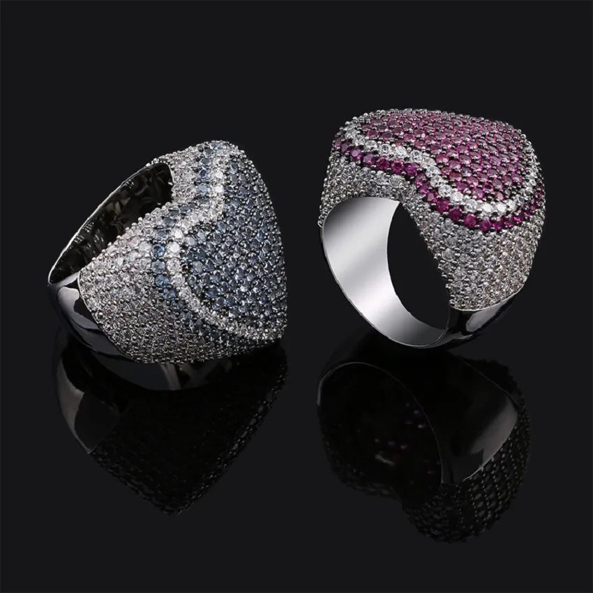 Mens moda coração anéis de alta qualidade hip hop jóias completa zircônia anel para casamento