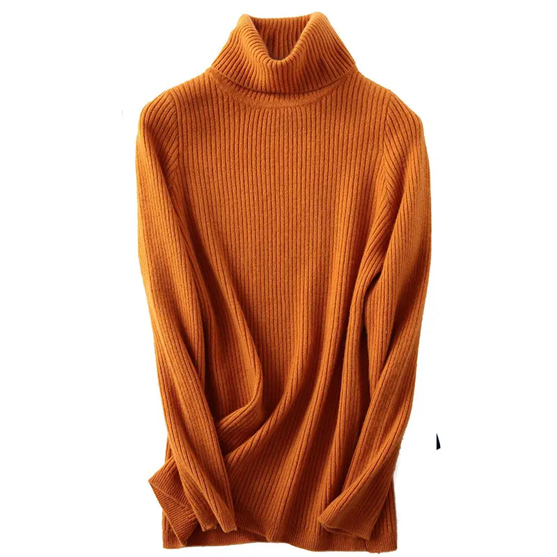 100% Merino Wool Turtleneck Sweater Women Autumn Winter Warm Soft knitted Pullover Femme Jumper Women Cashmere Sweater 210218