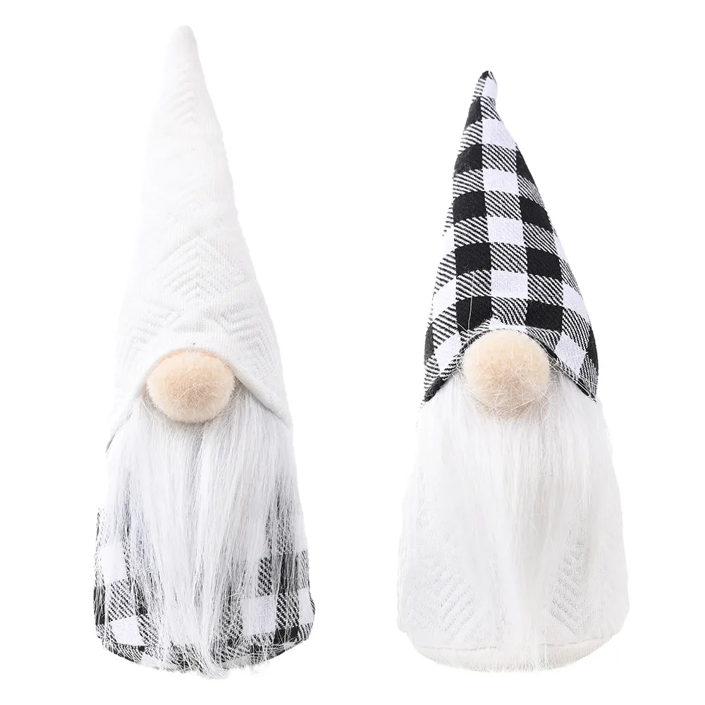 Christmas Faceless Gnome Handmade Black and White Plaid Forest Old Man Doll Xtmas Tiered Tray Decorations XBJK2110