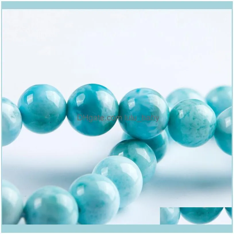 Beaded, Strands 10mm Genuine Blue Natural Larimar Bracelets Female Women Stretch Crystal Round Bead Bracelet1