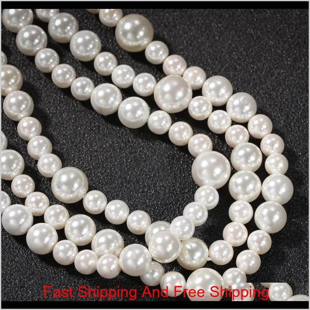 european and american hip-hop simple pearl necklace 6mm 8mm 10mm mixed pearl beads men and women versatile multi-size fashion