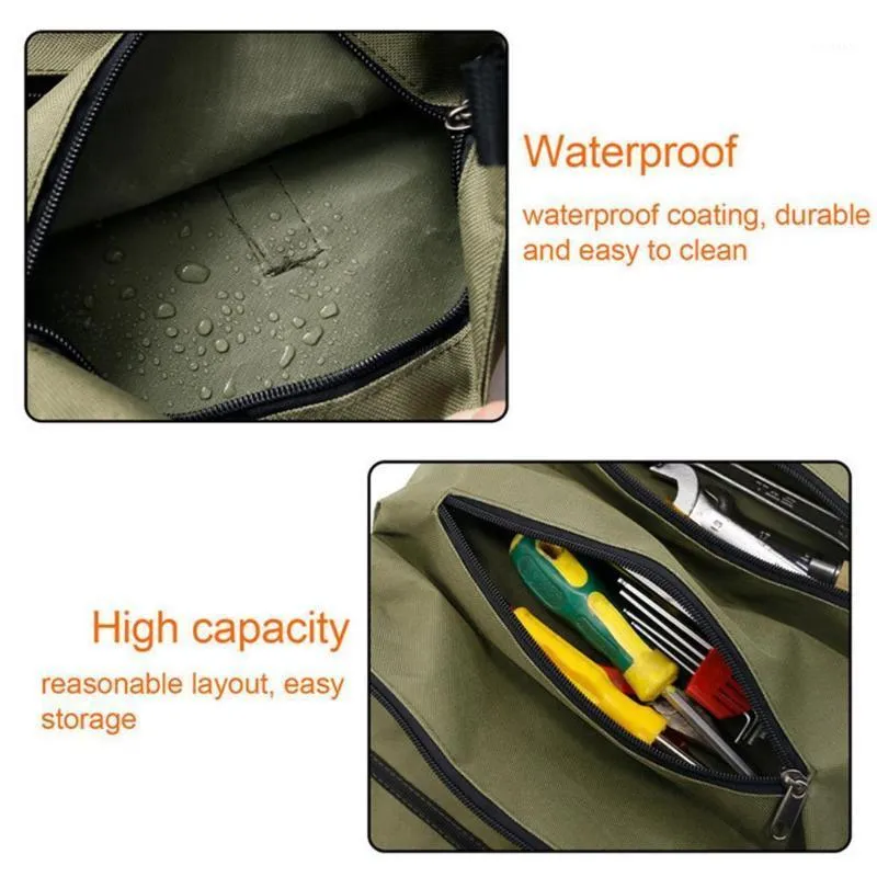 Opbergzakken 500 * 290mm Canvas Tool Bag Roll Pouch Multi-Purpose Draagbare Rits Hardware Toolbag Opknoping Pocket Holida F1H2