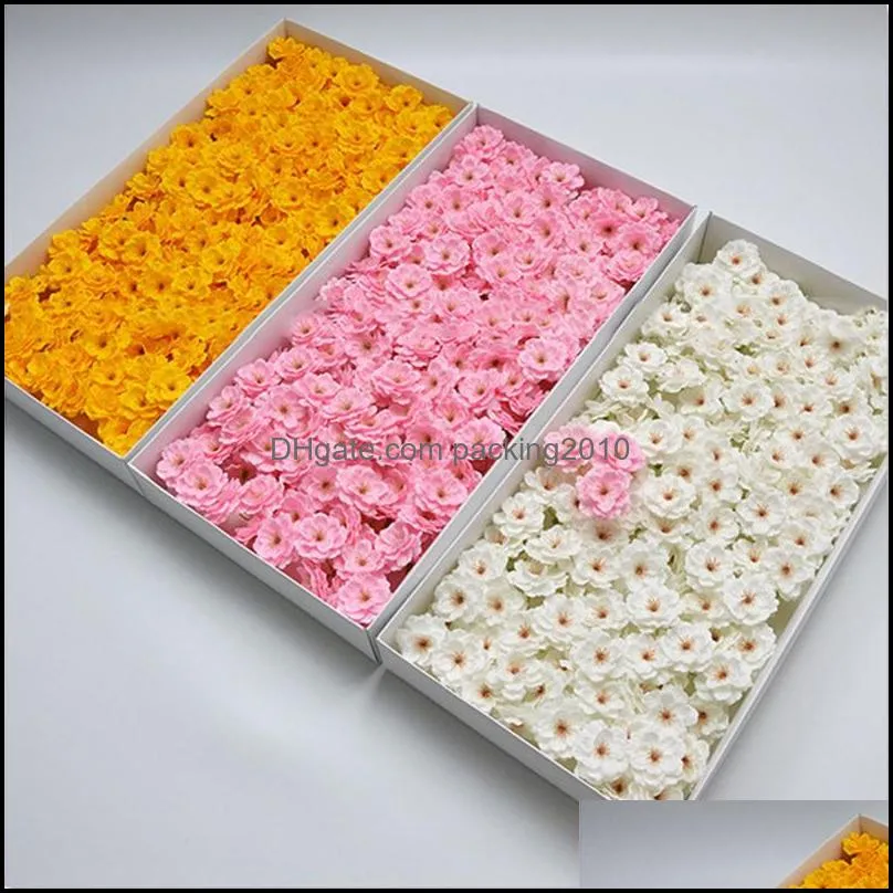 50pcs Cherry Blossoms Heads Romantic Wedding Valentine`s Day Gift Banquet Home Decoration Hand Flower Art Party Favor