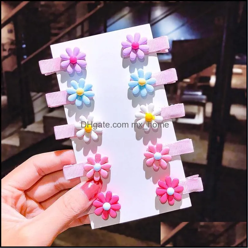 10PCS/Set Cartoon Flower Fruits Hair Clips For Girls Holder Sweet Hairpins Headband Barrettes Fashion Accessories