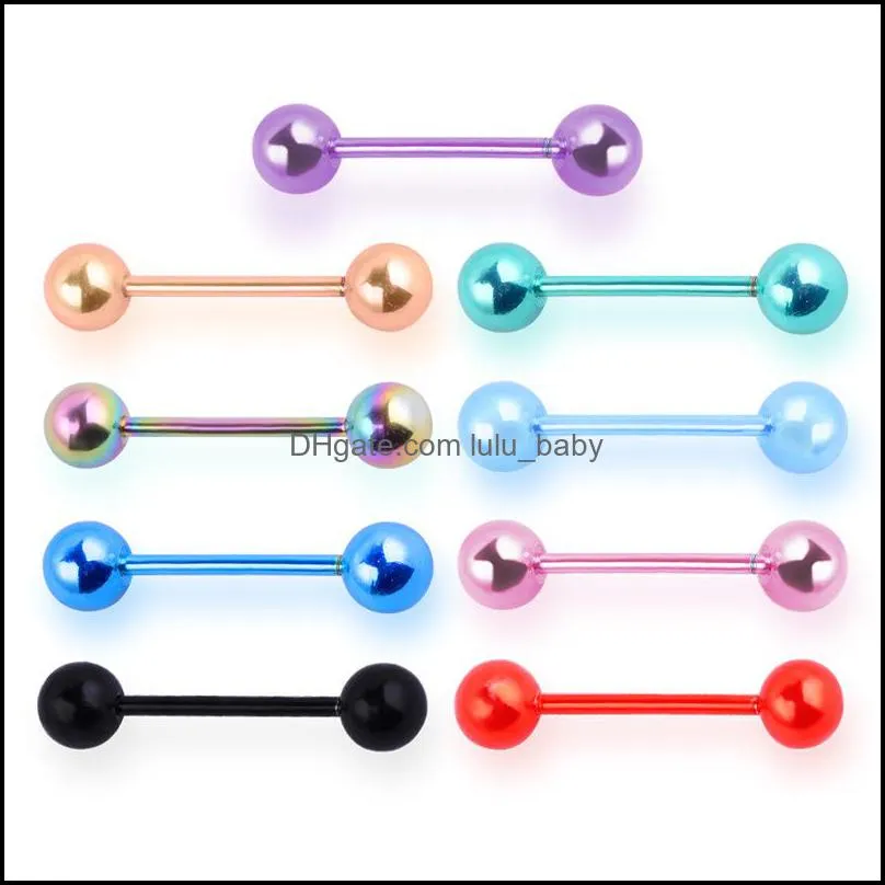 Zungenringe Körperschmuck Edelstahl Lange Industrie Barbell Ring Nippel Bar Piercing 1,6 mm Tragus Helix Ohr 348 Drop De