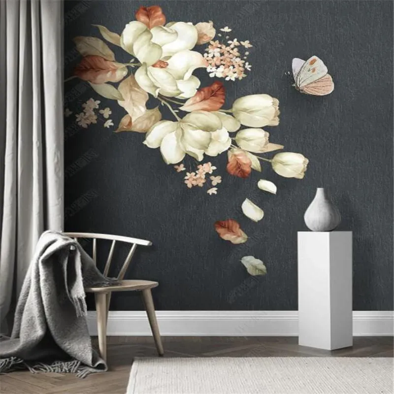 Floral Dormitorio Papel Pintado Pared Mural Abstracto Cuarto de Estar Sala  White