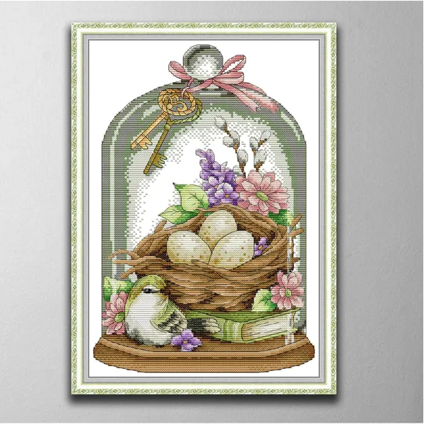 Love Birds Home Decor Schilderijen, Handgemaakte Cross Stitch Craft Tools Borduurwerk Handwerken Sets Geteld Afdrukken op Canvas DMC 14CT / 11CT