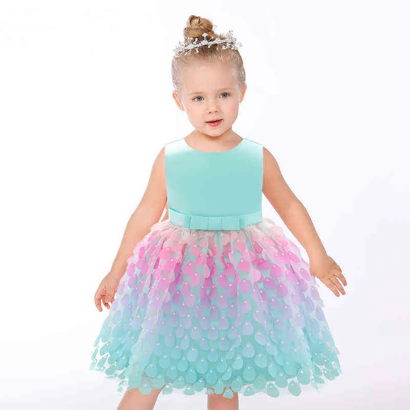 2021 Verão Pequena Sereia Infantil 1º Aniversário Vestido para Baby Girl Roupas Vestido de Lantejoula Princesa Vestidos Party Roupas Infantil G1129