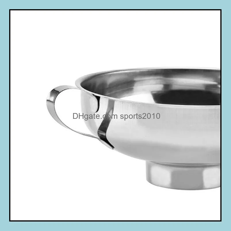 New Stainless Steel Wide Mouth Canning Funnel Hopper Filter Home Kitchen Cooking Funnel Tools Wholesale LX1566