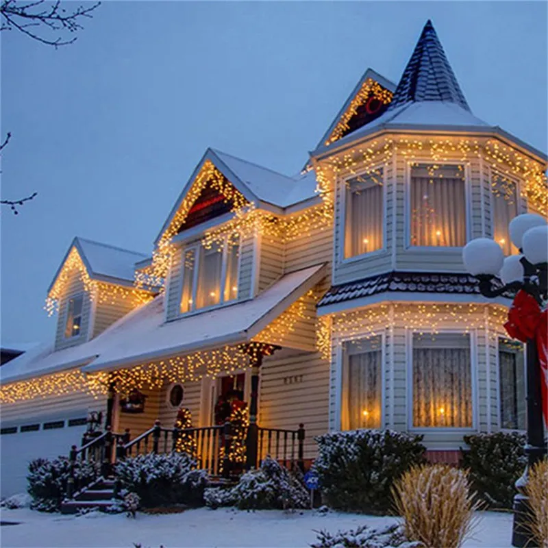 5MクリスマスのガーランドLEDカーテンの不正確なひもライト粉砕0.4-0.6M AC 220Vガーデンストリート屋外装飾的な休日の光