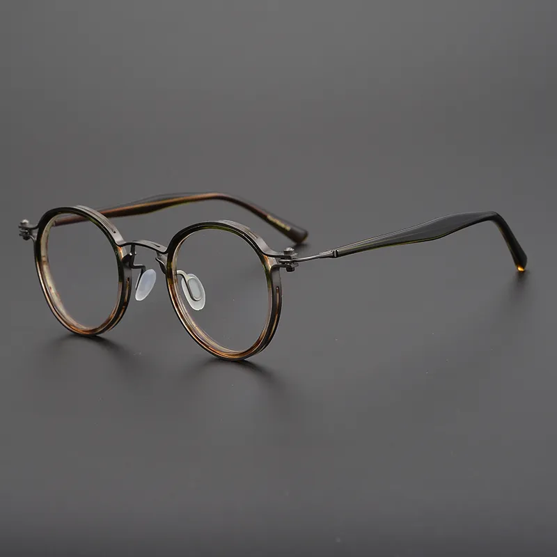 Montura de gafas de titanio y acetato 2023 para hombre y mujer, gafas  graduadas redondas Vintage