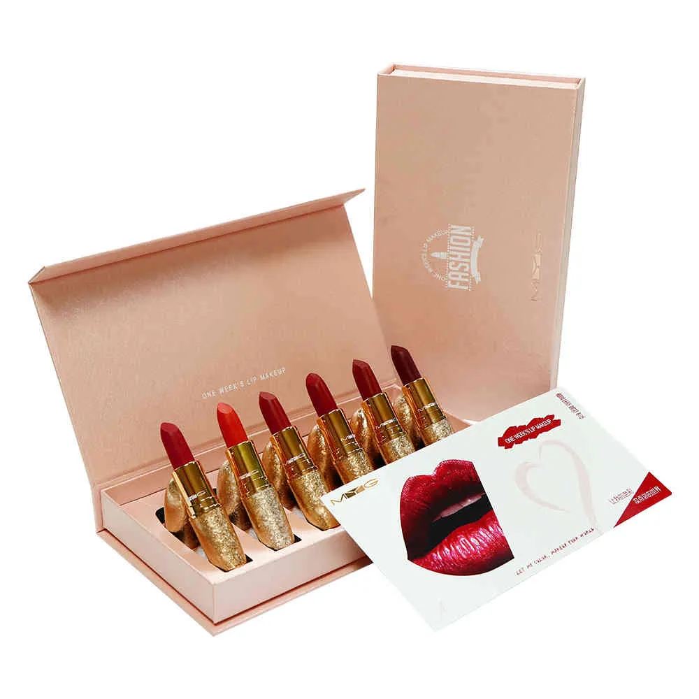 6 pièces/ensemble livraison directe maquillage mat coffret cadeau de noël voir pur rubis Woo Chili rouge à lèvres