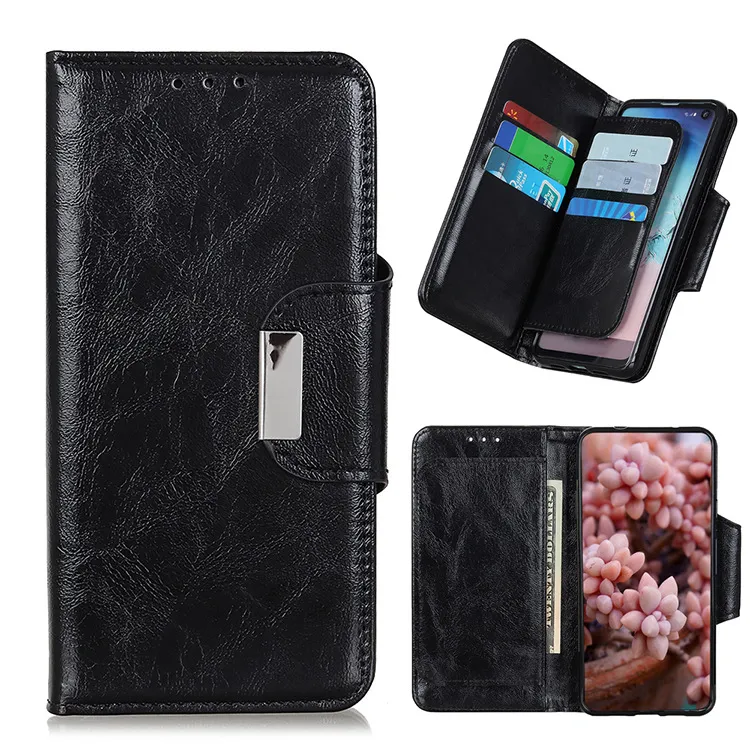 Wielofunkcyjne 6 kart Slot Flip Leather Wallet Case dla iPhone 13 11 12 Pro Max Mini XR XS 8 7 Samsung S21 Plus Fe Phone Holder Stand Kickstand Moda Pokrowiec