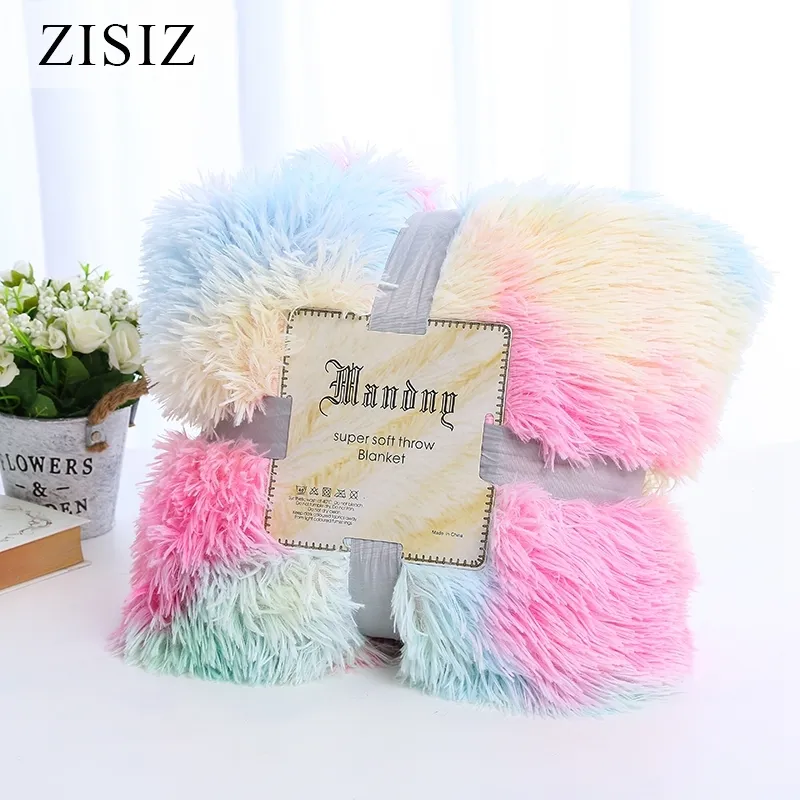 ZISIZ Doux Chaud Literie Jeter Couverture En Peluche Moelleuse Fausse Fourrure Pour Couverture De Lit Jeter Décoration De La Maison Couverture Confortable 210316