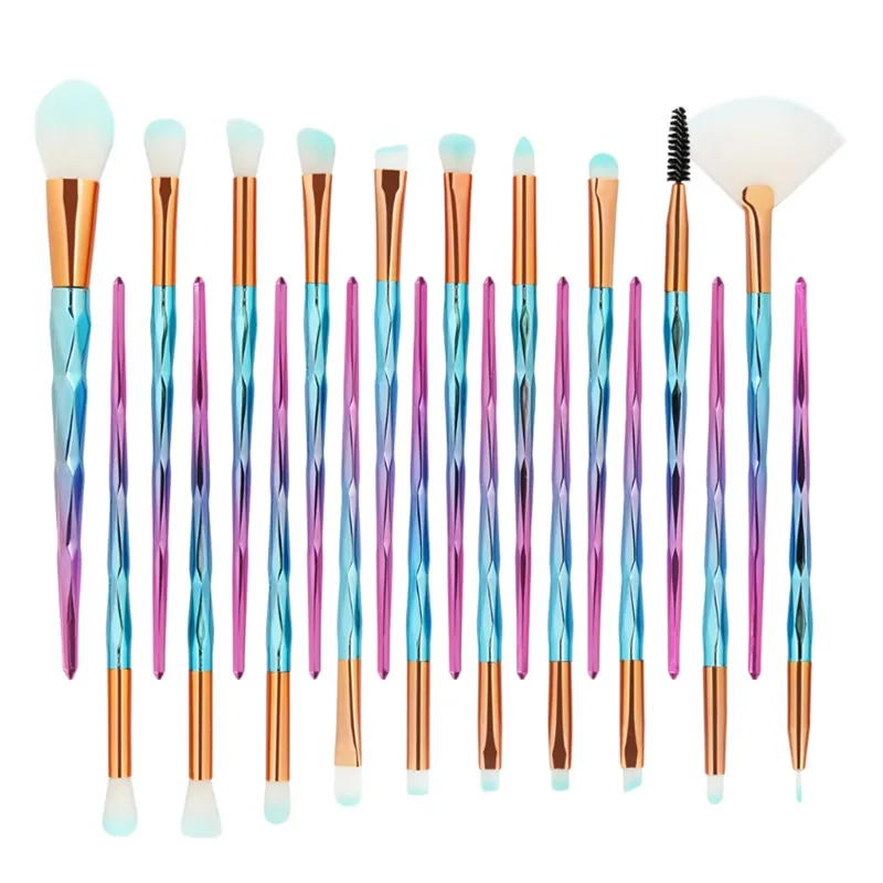 Ensemble de pinceaux de maquillage 20pcs Diamond Fan Powder Foundation Brush Blending Eyeshadow Lip Cosmetic Eye Make Up tool kit