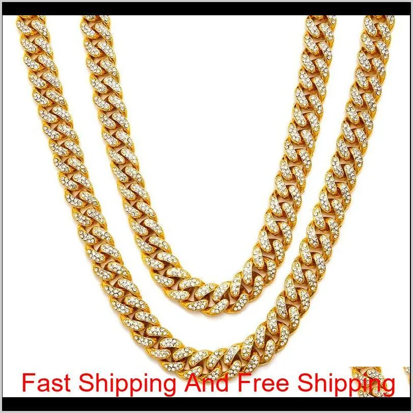 2019 bling diamond iced out chains necklace mens cuban link chain necklaces hip hop high quality personalized jewelry for women men