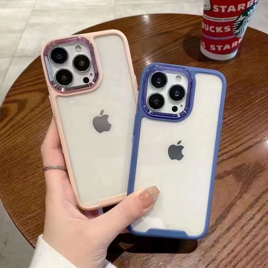 Акриловые Прозрачные Чехлы Для Телефонов IPhone 13 12 11 Pro Max Mini X XS  XR SE 7 8 Плюс 2 В 1 Металлическая Линза Clens Frame TPU Телефон Задняя  Крышка От Chenyanchao314, 161 руб. | DHgate