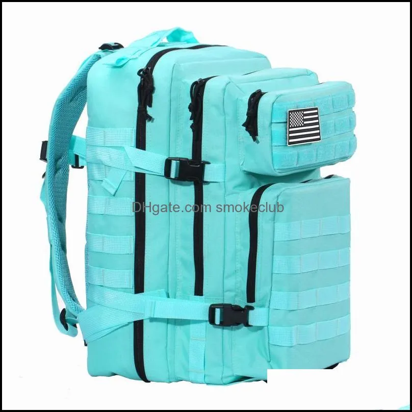 Sports à l'extérieur Sacs extérieurs Sacs d'extérieur 45L Sac à dos tactique pour hommes Femmes Grande capacité Pack de voyage Randonnée Trekking Daypacks Sky Blue Malitaire