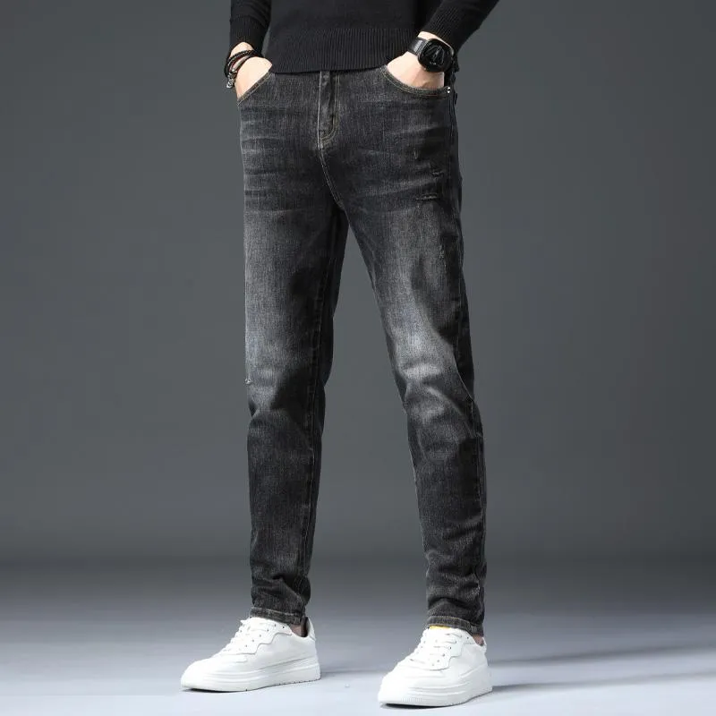 Men's Jeans Brand Uomini Stretch Elastico Slim Denim Mens Casual Casual Tasche nere per uomo