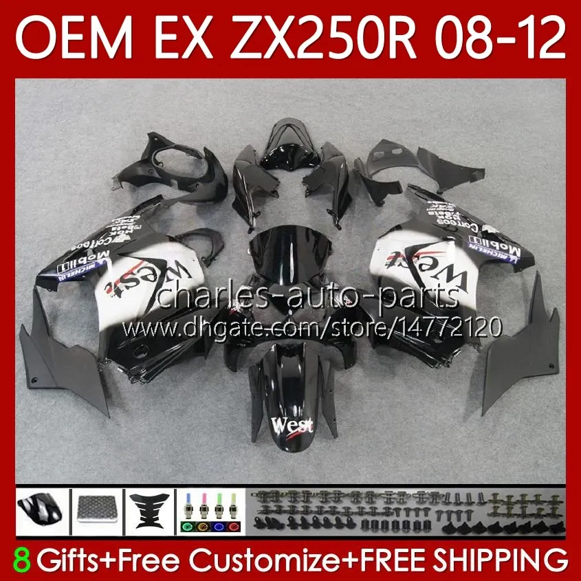 OEM Body for Kawasaki Ninja EX250 ZX250 R EX ZX 250R ZX-250R 2008-2012 81NO.73 EX-250 ZX250R 2008 2009 2010 2011 2012 EX250R 08 09 10 11 12 Injektion Fairing Black West Blk