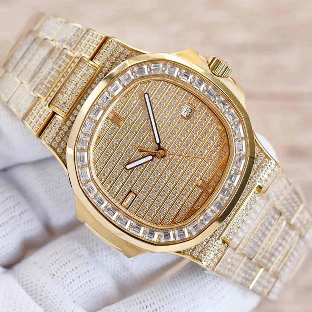 Patekphilippe Watches Full PP Automatic Watch Diamond PATCS Полностью мужские часы Механические деловые наручные часы из нержавеющей стали.