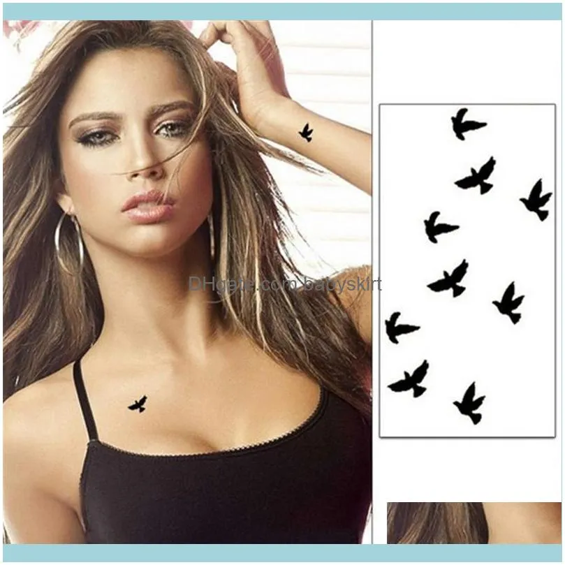 10cm Wrist Tattoo Disposable Design Black Birds Women Beauty Cool Girl Body Sticker For Art1