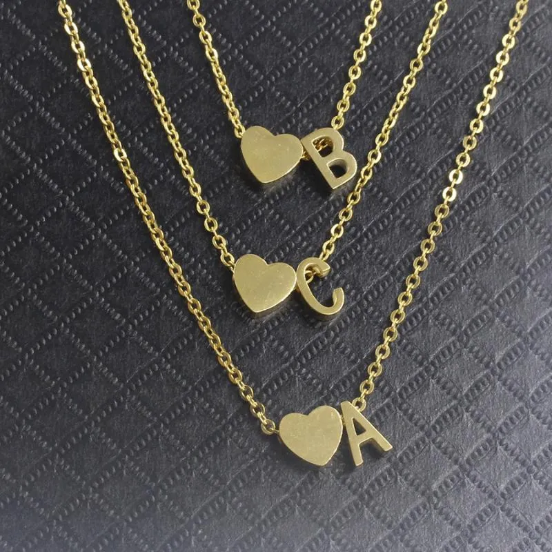 Collane con ciondolo Cuore in oro Lettera A B C D E F G H I J K L M N O P Q R S T U V W X Y Z Collana con ciondolo per donne BFF Regalo di compleanno Collier