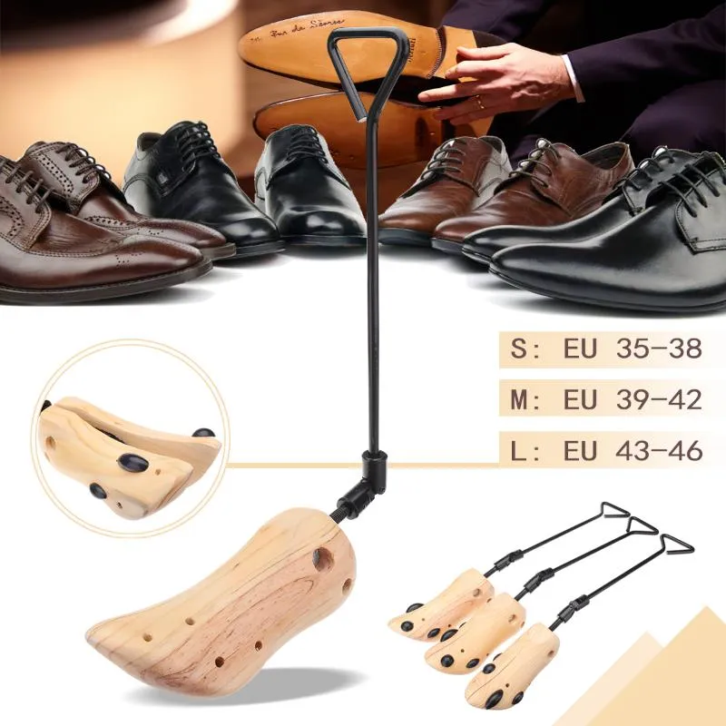 Abbigliamento Armadio Stoccaggio 1 PZ Scarpe regolabili Strisciaggio da uomo Donne Donne Legno Shoe Tree Shaper Rack Wood Universal S / M / L Boots Expander Hange