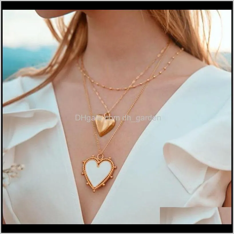 2020 New Red White Black Enamel Star Pattern Gold Coin Necklace For Women Ladies Heart Pendant Necklaces Jewelry Accessories