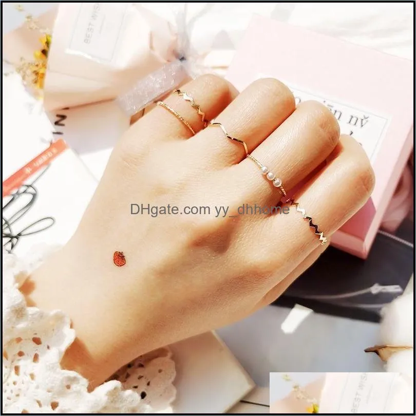 Cluster Rings 5pcs/set Hiphop/Rock Metal Fashion Design Opening Index Finger Sets For Women Jewelry Korean Version Joint 2021