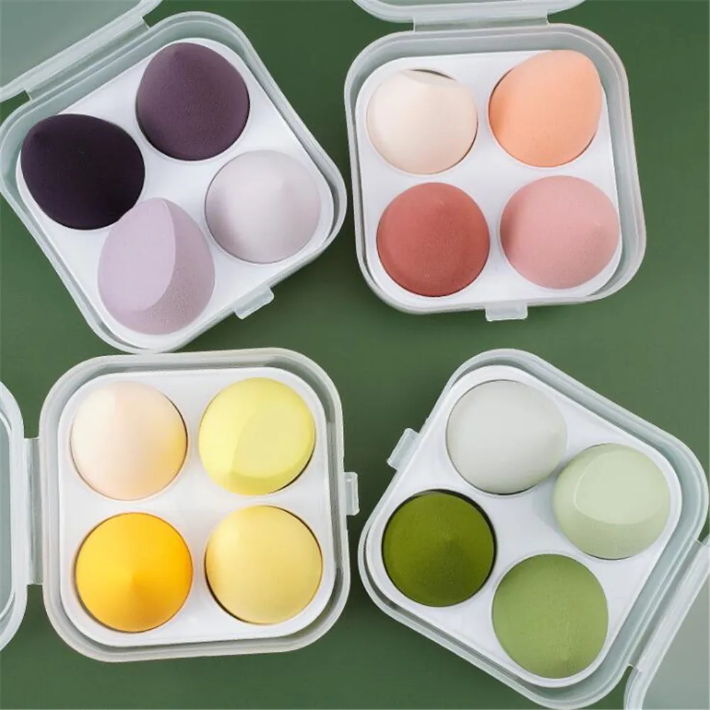 4pcs/box Cosmetic Puff Makeup Sponge with Storage Box Foundation Powder Sponges Beauty Tools Women Make Up Accessories