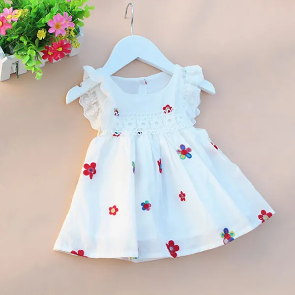 Vestidos de verano para niñas, ropa sin mangas con bordado Floral de fresa para niños, disfraz de niña, disfraz de bebes #55 Q0716